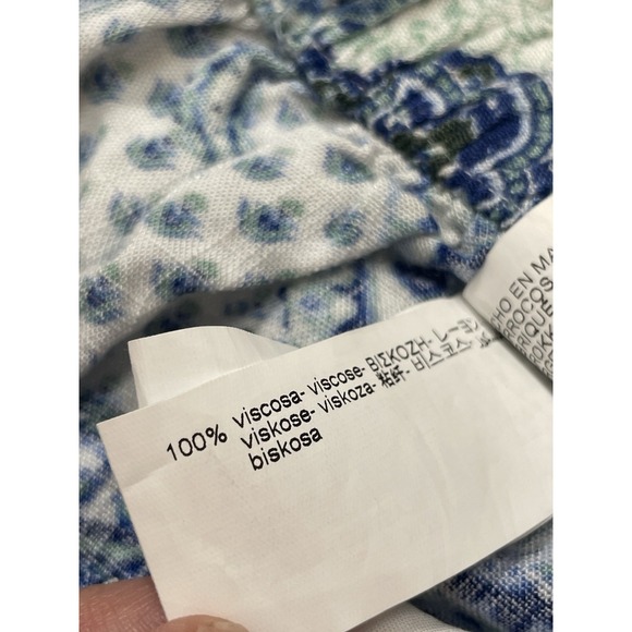 Zara high‎ Waisted Blue White Paisley Patch Look Wide Leg Trouser Pants Size M - Picture 9 of 16